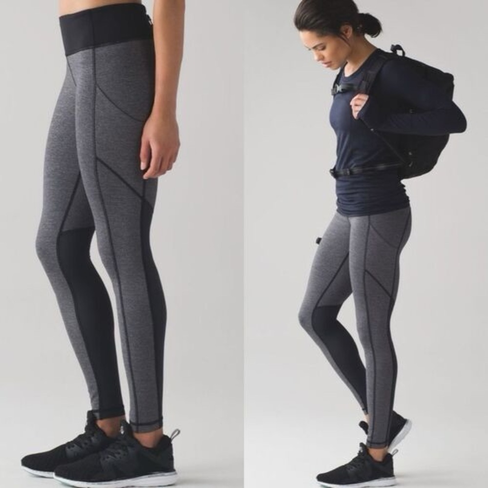 Lululemon Athletica Gray and Black Speed Tight V Leggings